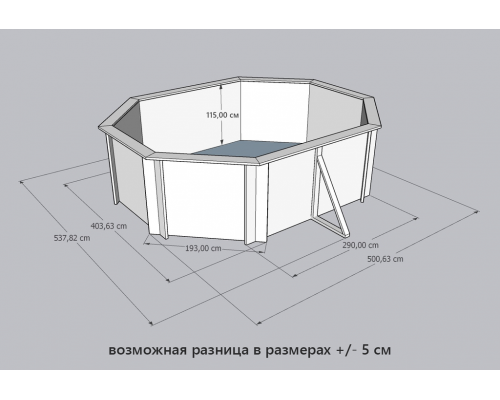Деревянный бассейн "Киренга" 465 х 370 х 115 см овальный морозоуйстойчивый