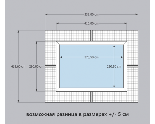 Деревянный бассейн "Кая" 370 х 250 х 115 см прямоугольный морозоуйстойчивый