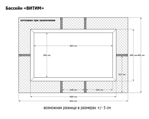 Деревянный бассейн "Витим" 460 х 250 х 145 см прямоугольный морозоуйстойчивый