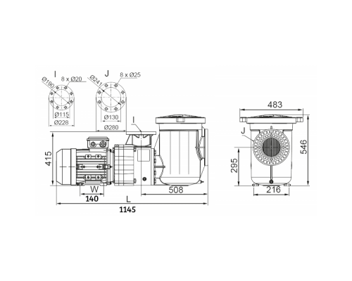 Насос FCP-20AN с префильтром 160-176м³/час(14-10м), 3ф/380В, 16,9/15 кВт