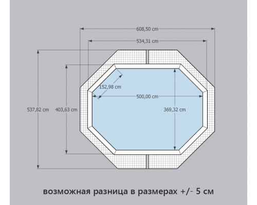 Деревянный бассейн "Селенга" 500 х 370 х 130 см овальный морозоуйстойчивый