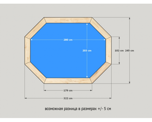 Бассейн купель для бани, сауны и помещений из сибирской лиственницы 280 х 200 см
