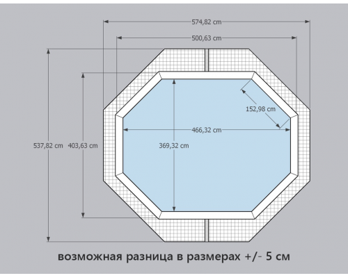 Деревянный бассейн "Киренга" 465 х 370 х 115 см овальный морозоуйстойчивый