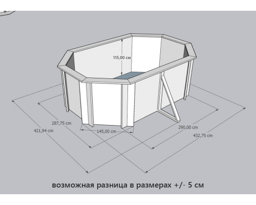 Деревянный бассейн "Иркут" 400 х 250 х 115 см овальный морозоуйстойчивый
