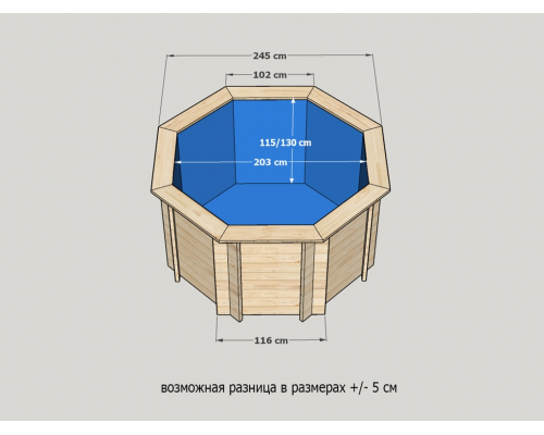 Деревянный бассейн купель для бани и сауны круглый 203 х 203 м глубина 115 см
