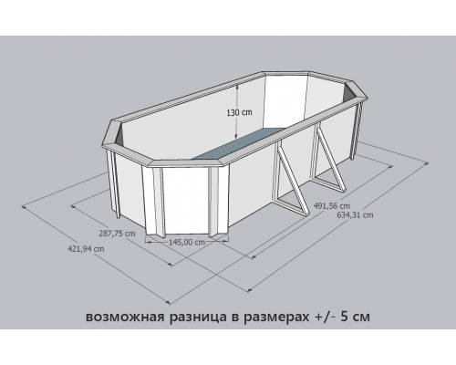 Деревянный бассейн "Ангара" 600 х 250 х 130 см овальный морозоуйстойчивый