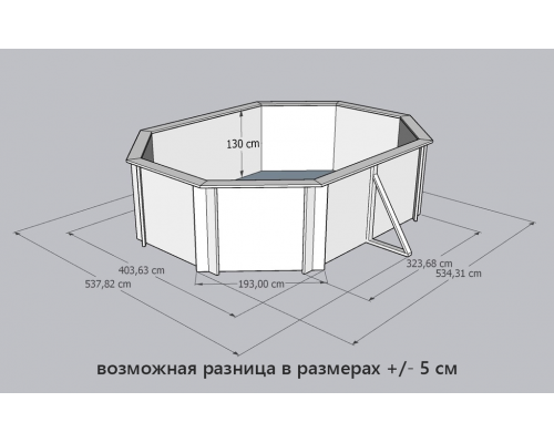 Деревянный бассейн "Селенга" 500 х 370 х 130 см овальный морозоуйстойчивый