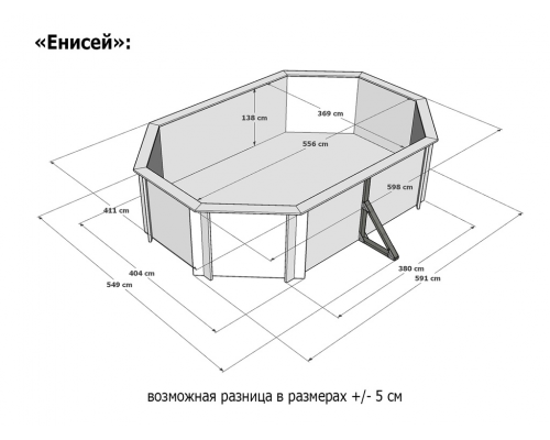 Деревянный каркасный бассейн Кристалл 5,5 х 3,7 м "Енисей" в Иркутске