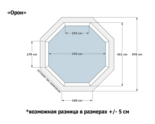 Деревянный бассейн Кристалл  "Орон" 370 х 370 х 145 см круглый морозоуйстойчивый