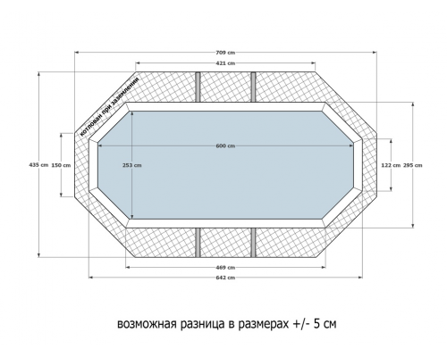 Деревянный бассейн "Ангара" 600 х 250 х 145 см овальный морозоустойчивый