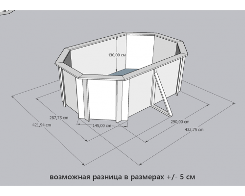 Деревянный бассейн "Иркут" 400 х 250 х 130 см овальный морозоуйстойчивый