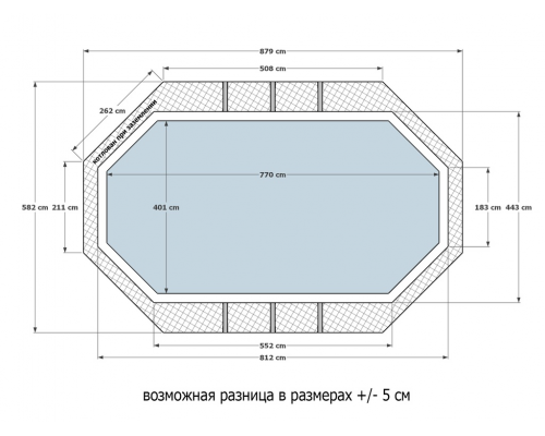Деревянный бассейн Кристалл 770 х 400 см "Байкал-3" морозоустойчивый овальный каркасный