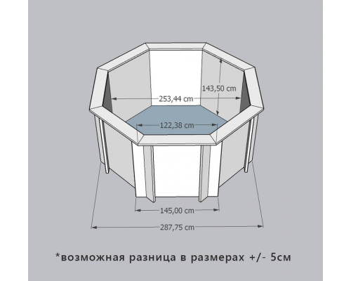 Деревянный бассейн Кристалл "Ханхой" 250 х 250 х 145 см круглый морозоуйстойчивый