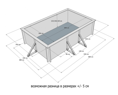 Деревянный бассейн "Китой" 500 х 300 х 145 см прямоугольный морозоустойчивый