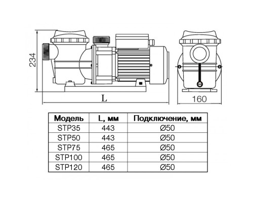 Насос STP100, с префильтром, 10 м³/час, 220В