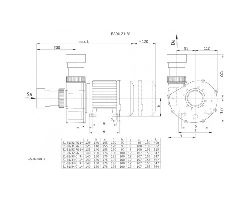 Насос BADU 21-81/34 G, без префильтра, 85 м³/ч, 4,6 кВт, 380В