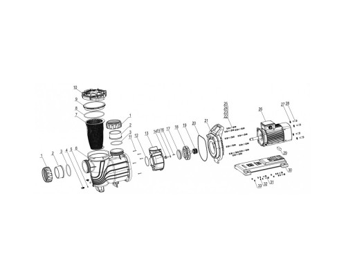 Насос SLP1000 с префильтром 106-122 м³/час(12-8м), 3ф/380В, 7,5кВт/11,1A