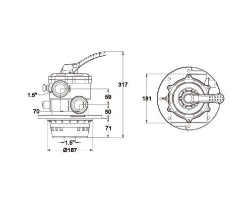 Верхний вентиль 1,5" (хомут) к фильтрам серии CP, EP, EPW. D350-700;